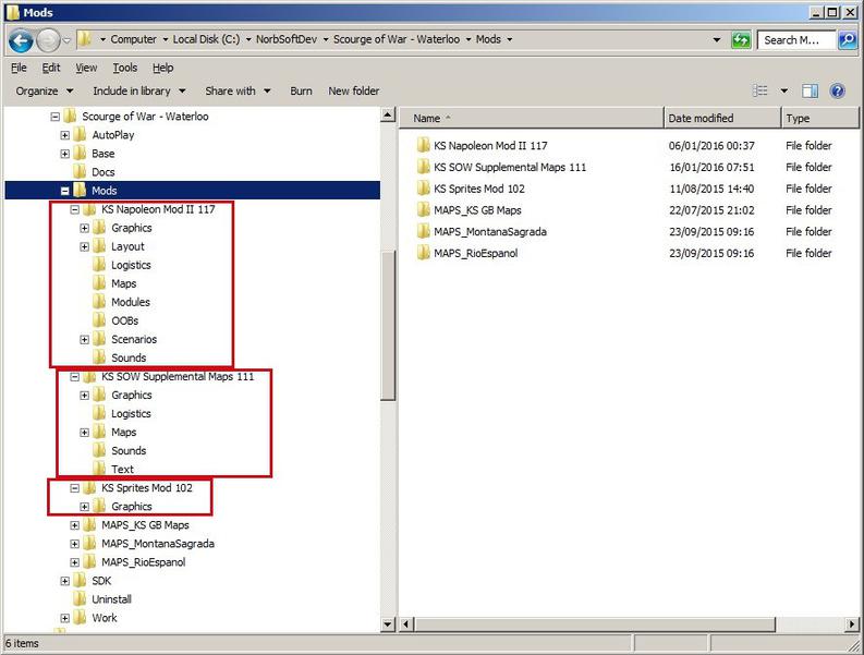 setting up mod files for  SCOURGE OF WAR - WATERLOO